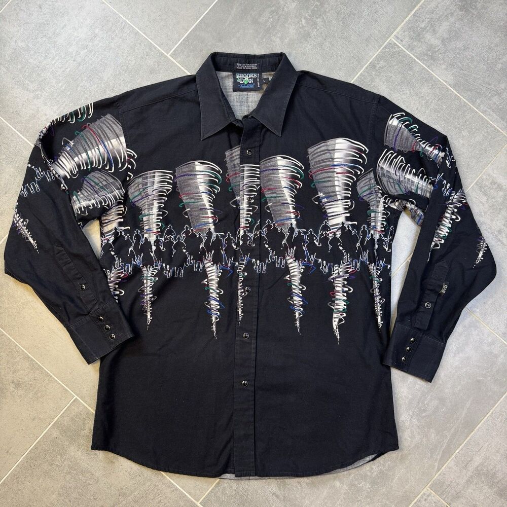 Vintage Brooks & Dunn Twister Cowboy Pearl Snap Shirt L 90s